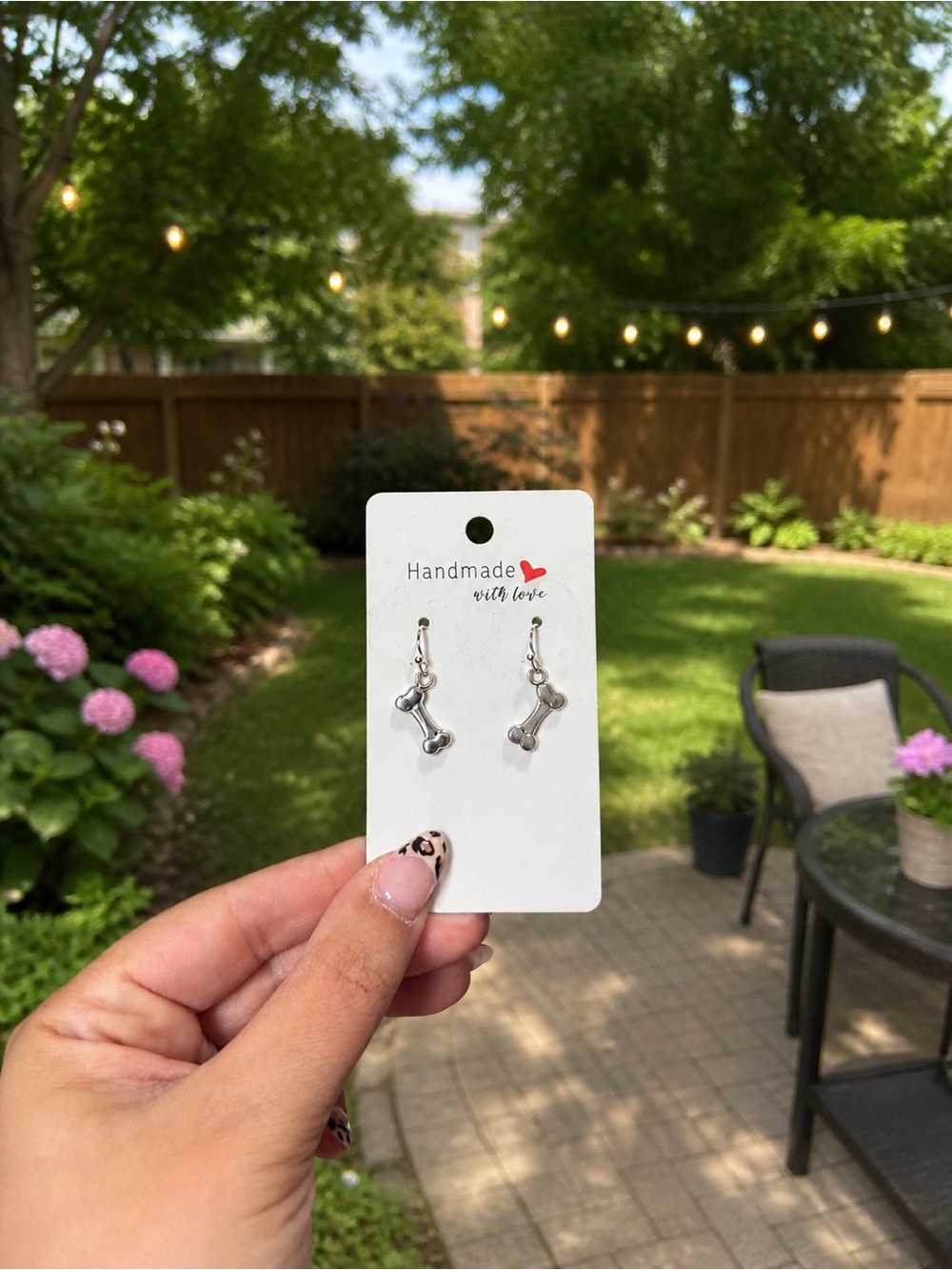 Silver Bone Charm Dangle Earrings